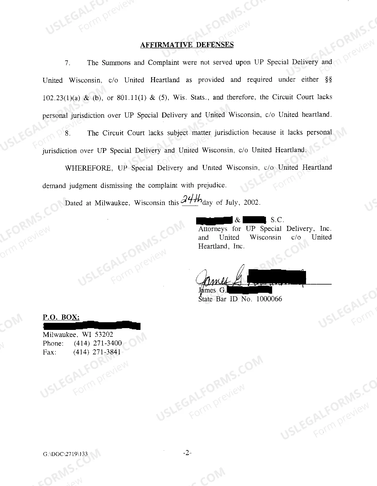 Preview A03 Answer And Affirmative Defenses