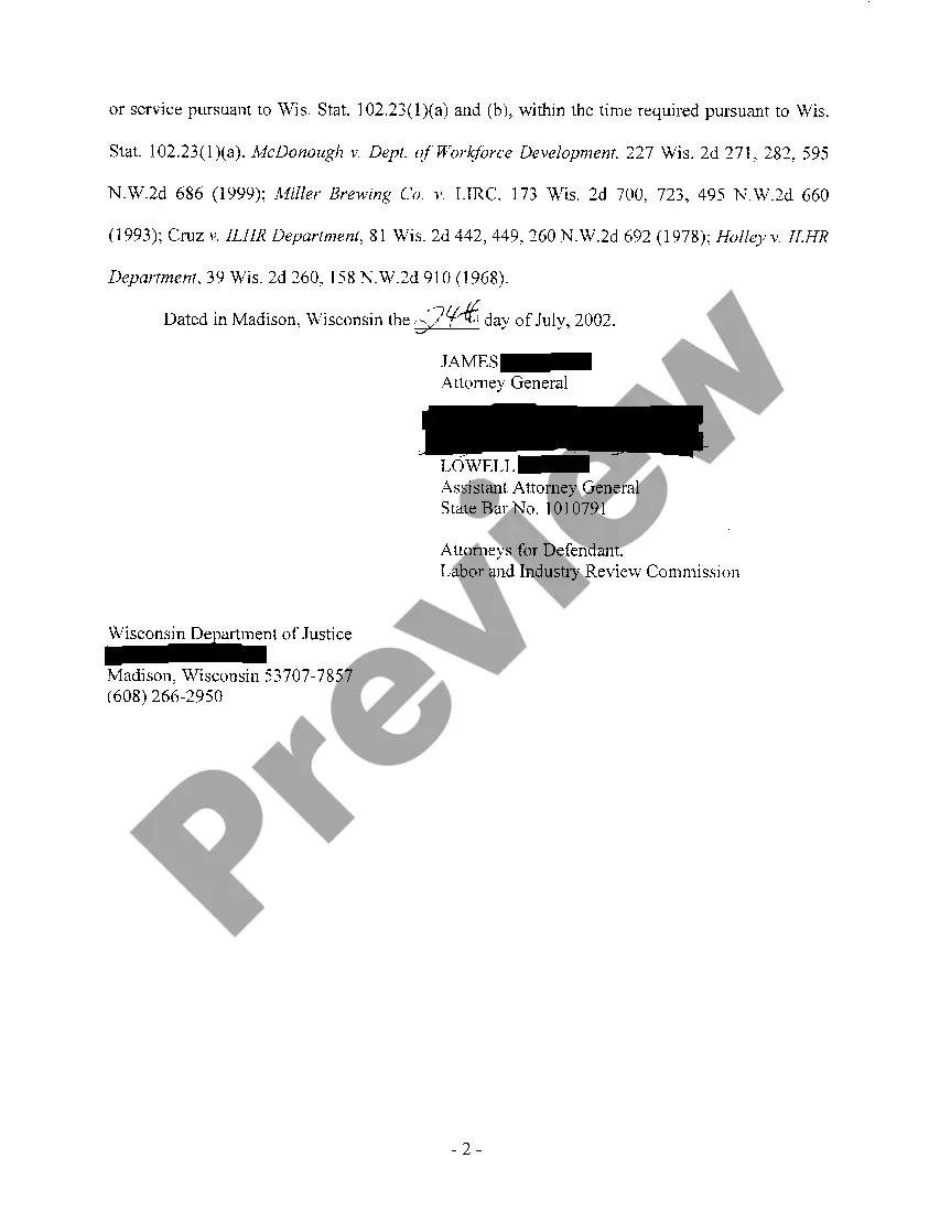 Preview A02 Separate Notice Of Motion And Motion To Dismiss Defendant Labor And Industry Review Commission