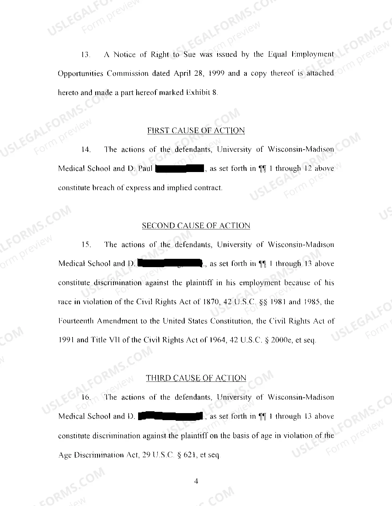 Preview A01 Complaint regarding Employment Discrimination Based Upon National Origin and Retaliation