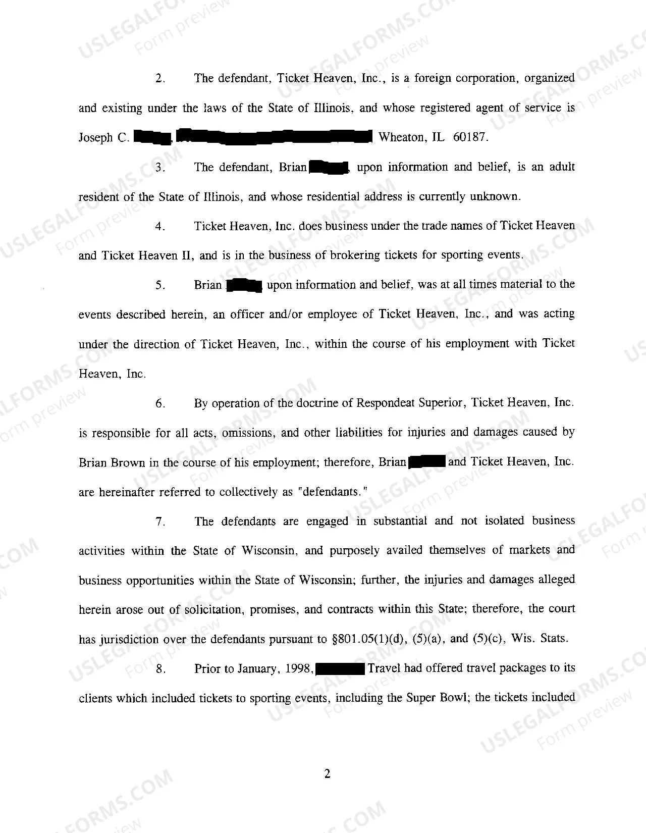 Preview Complaint regarding Fraud in Advertising for Vacation Package