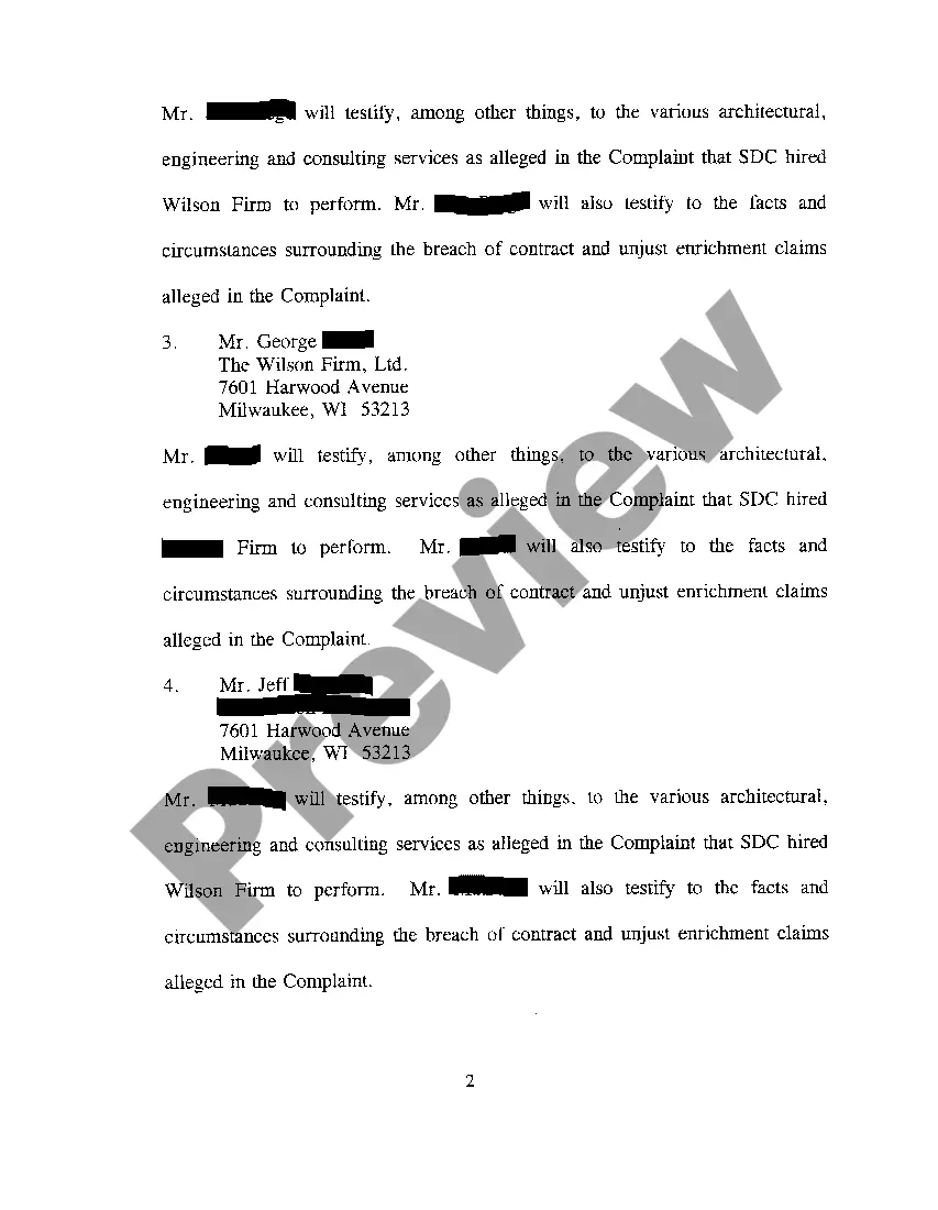 Preview A01 Plaintiff's Witness List