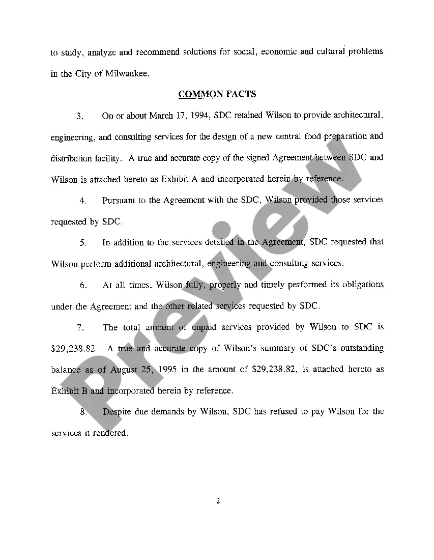 Get A03 Complaint regarding Breach of Contract and Unjust Enrichment for unpaid professional services Preview A03 Complaint regarding Breach of Contract and Unjust Enrichment for unpaid professional services