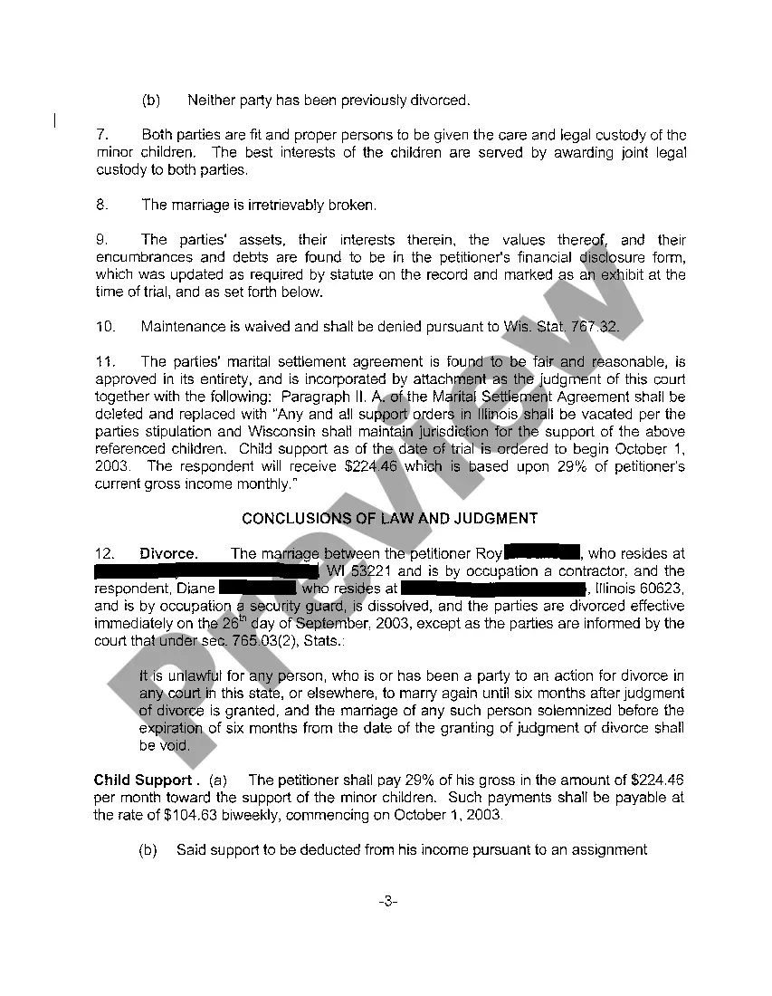 Preview A02 Finding Of Fact, Conclusions Of Law, And Judgment Of Divorce