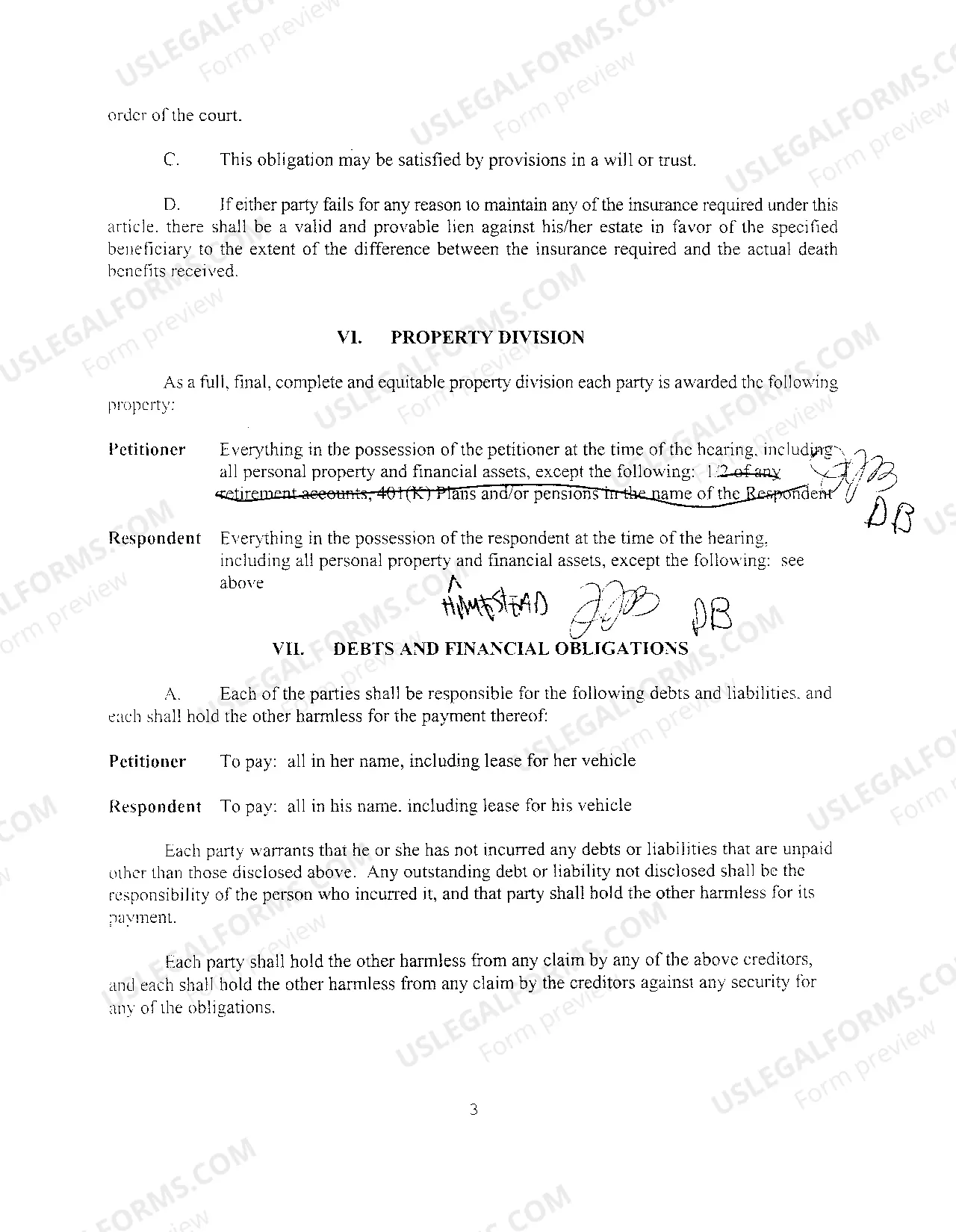 Preview A01 Marital Settlement Agreement