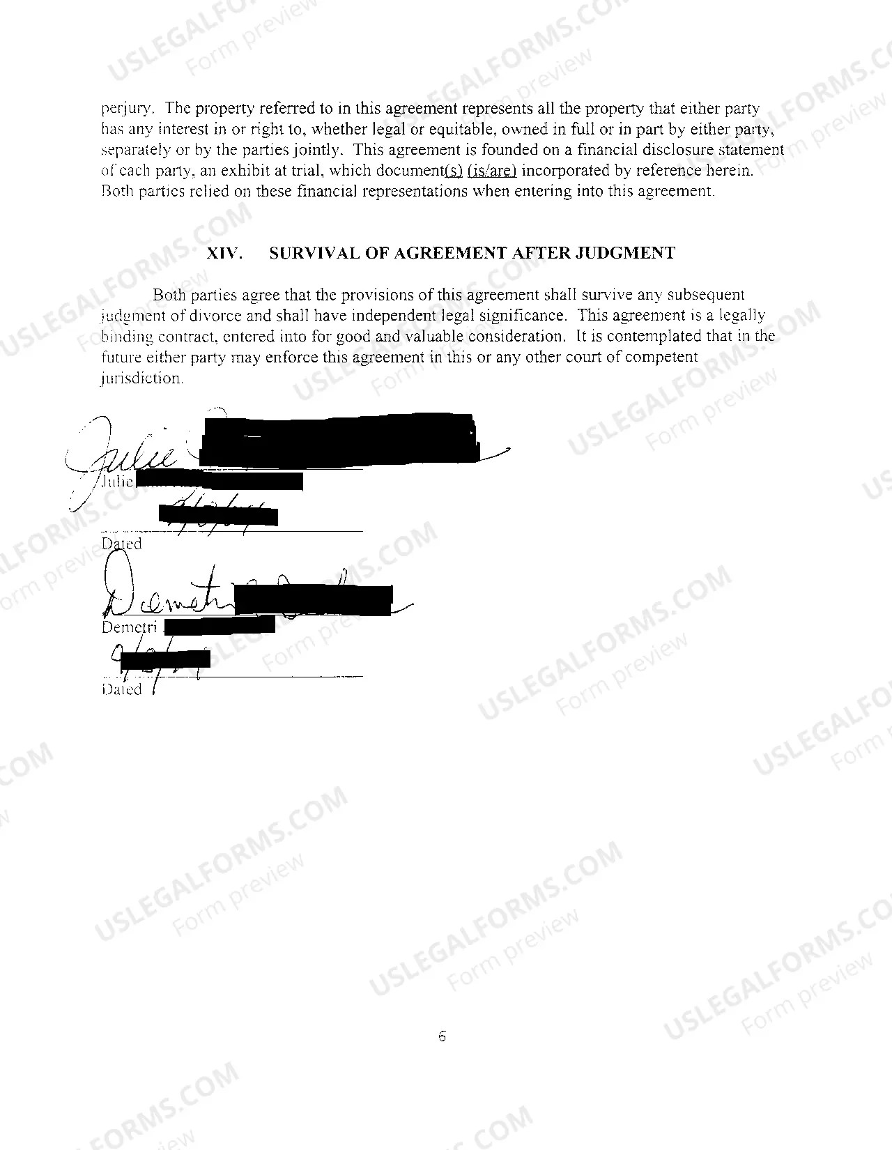 Preview A01 Marital Settlement Agreement