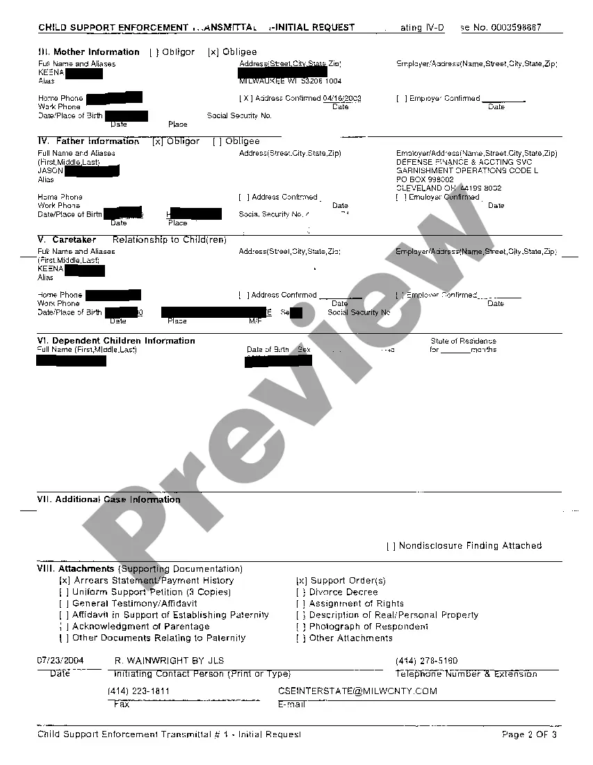 Preview A01 Child Support Enforcement