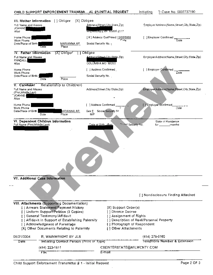 Preview A01 Child Support Enforcement