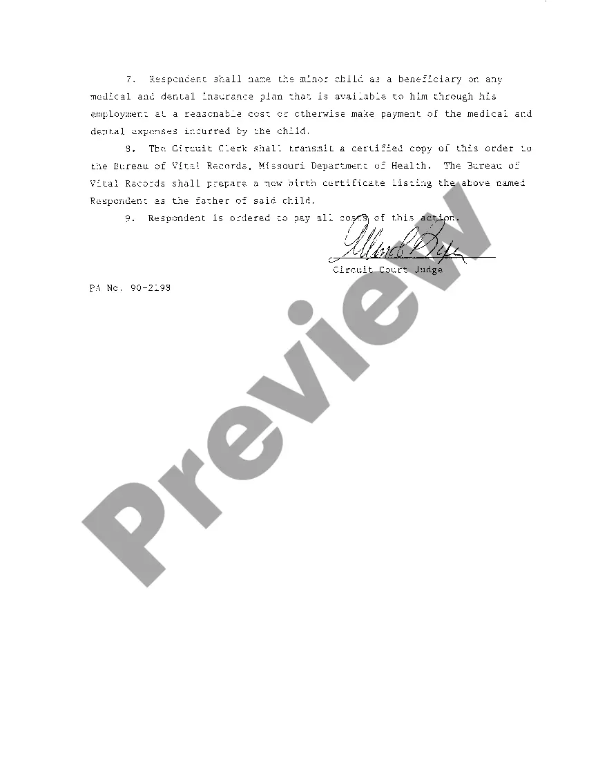 Preview A03 Order to Pay Child Support