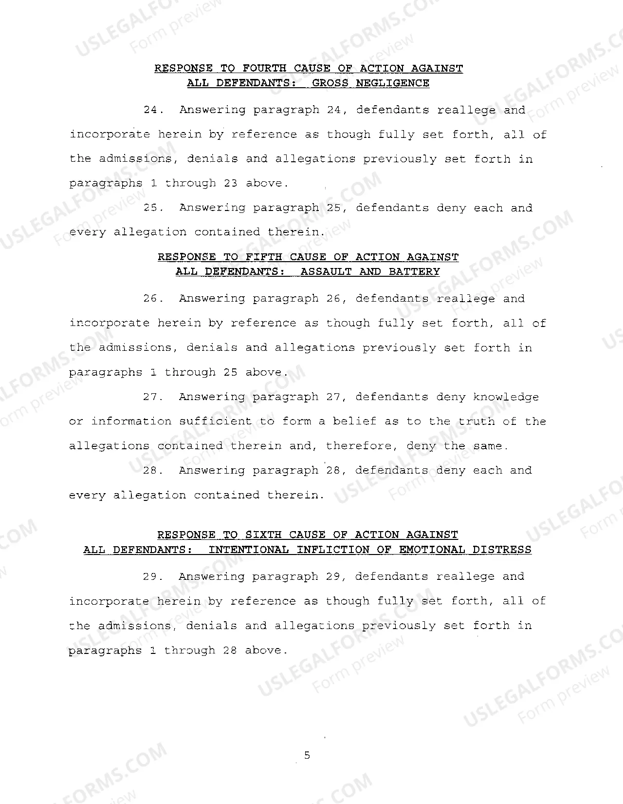 Preview A02 Defendants' Answer To The Plaintiff's Complaint