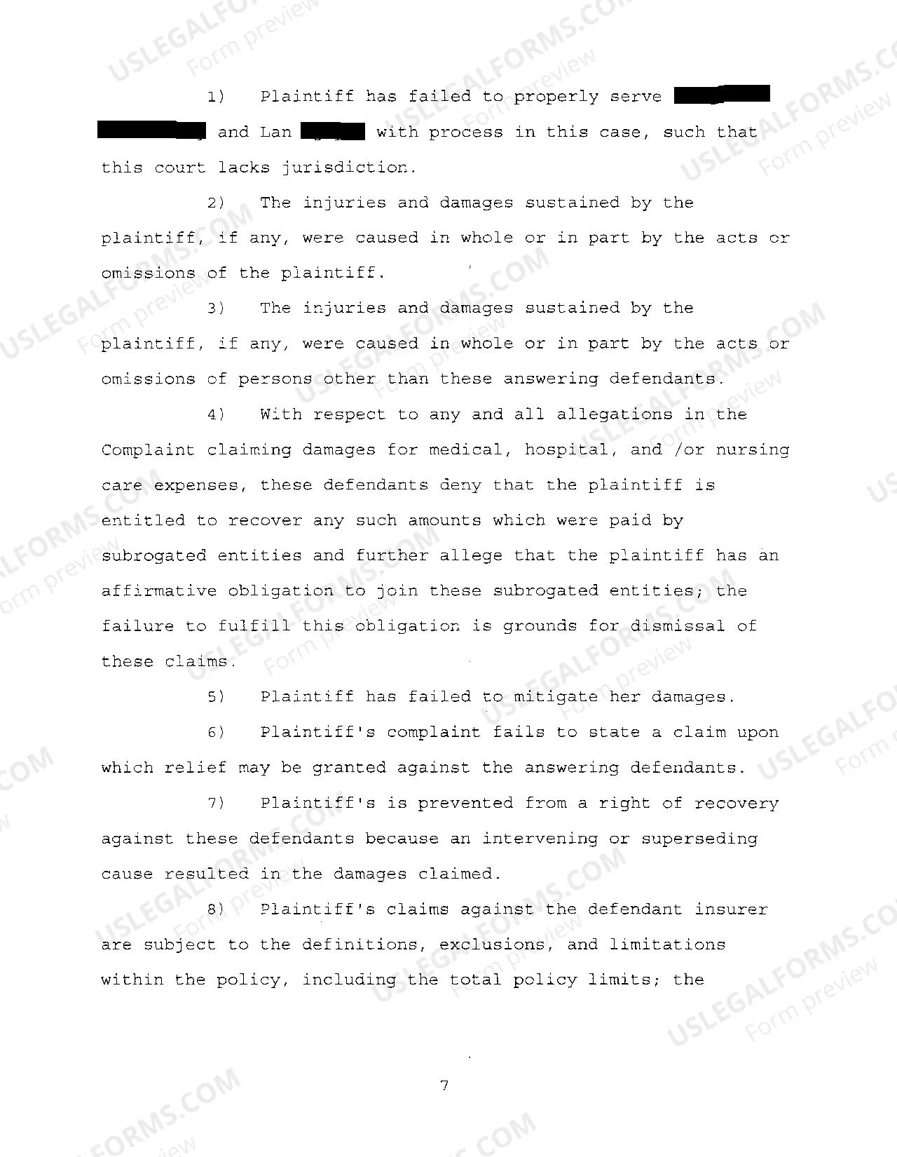 Preview A02 Defendants' Answer To The Plaintiff's Complaint