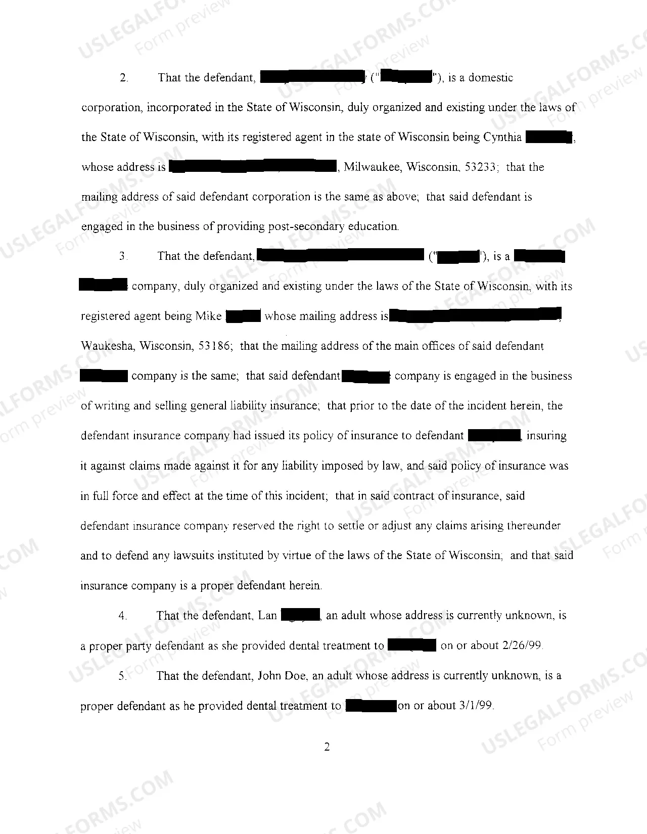 Preview A01 Complaint regarding alleged dental malpractice