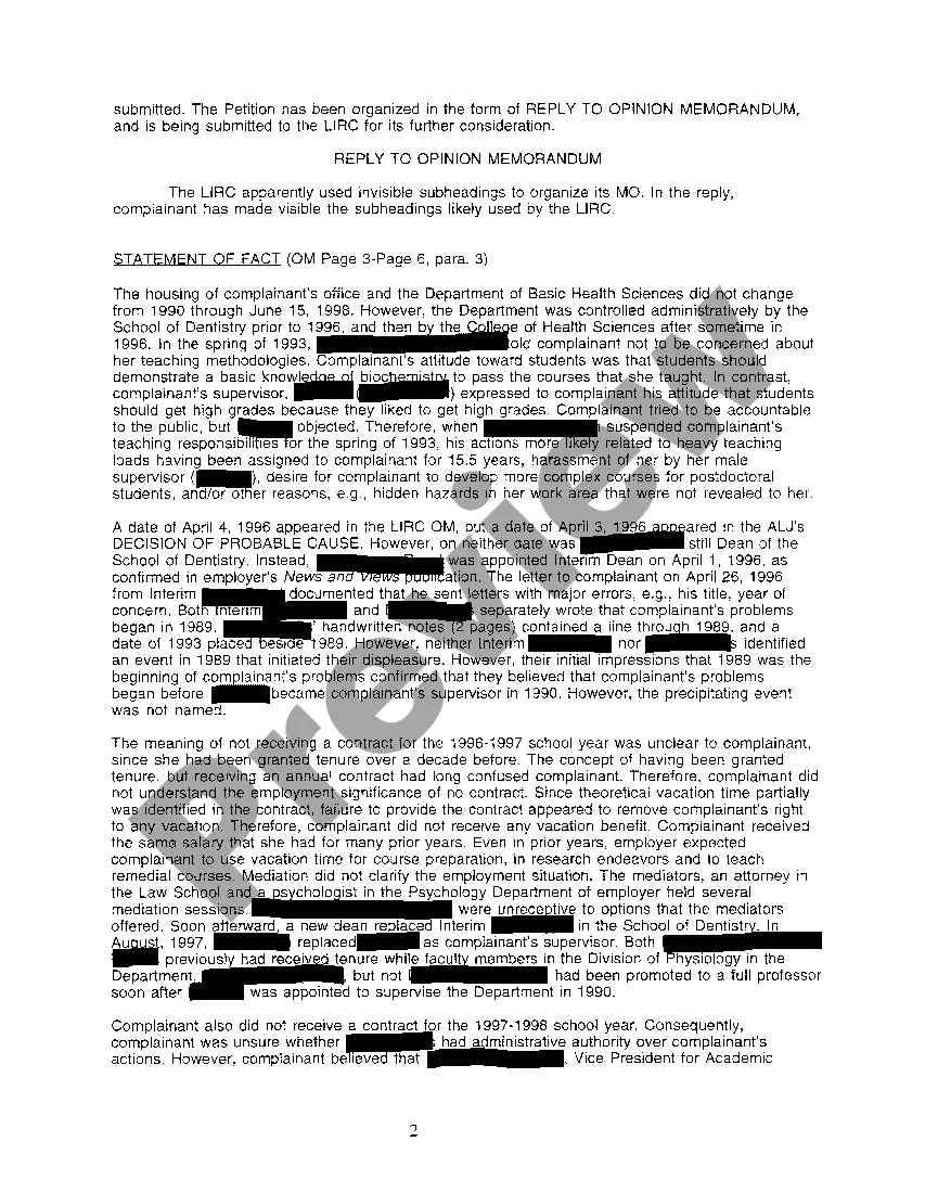 Preview A03 Petition For Review of Administrative Decision regarding allegations of sex discrimination by University