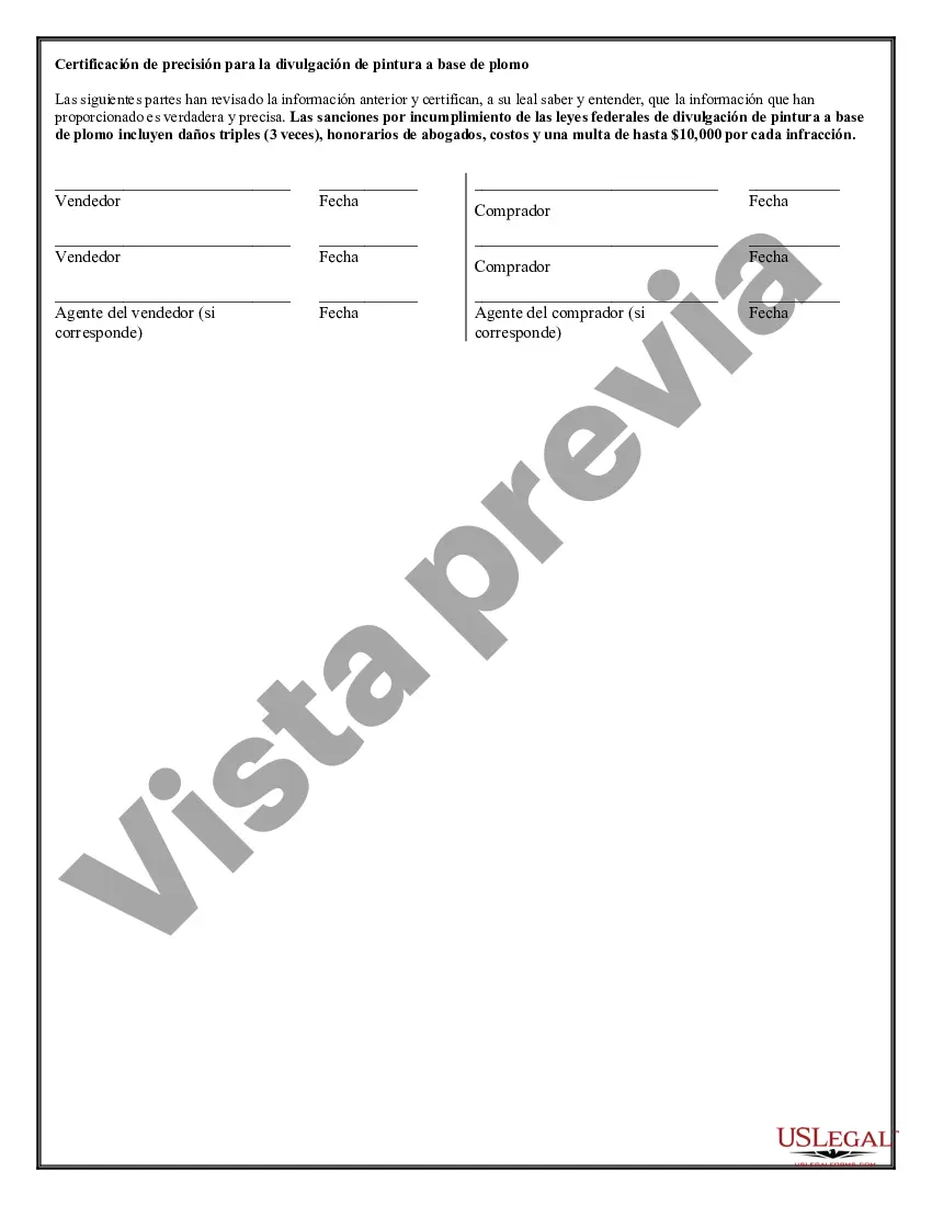 Preview Divulgación de pintura a base de plomo para transacciones de venta