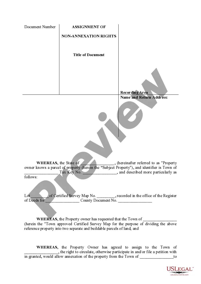 Preview Assignment of Non-Annexation Rights