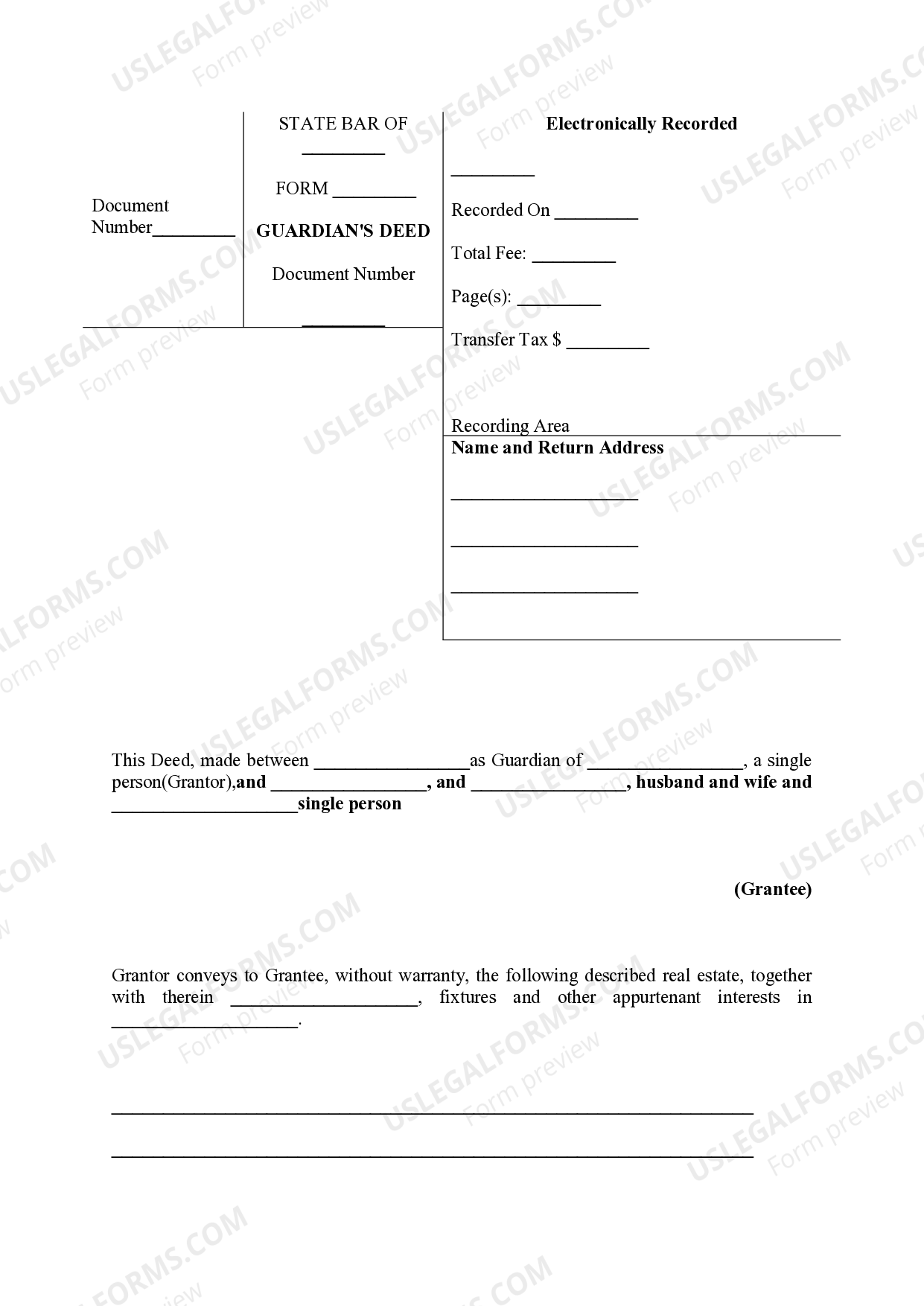 Wisconsin Guardian's Deed Guardians Deed US Legal Forms