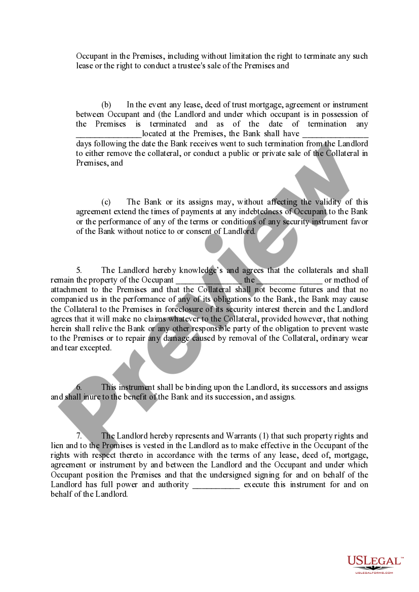 Wisconsin Landlord's Lien Waiver Landlord Lien Waiver US Legal Forms