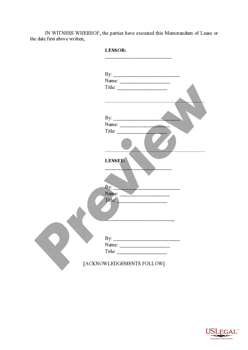 Preview Memorandum of Lease