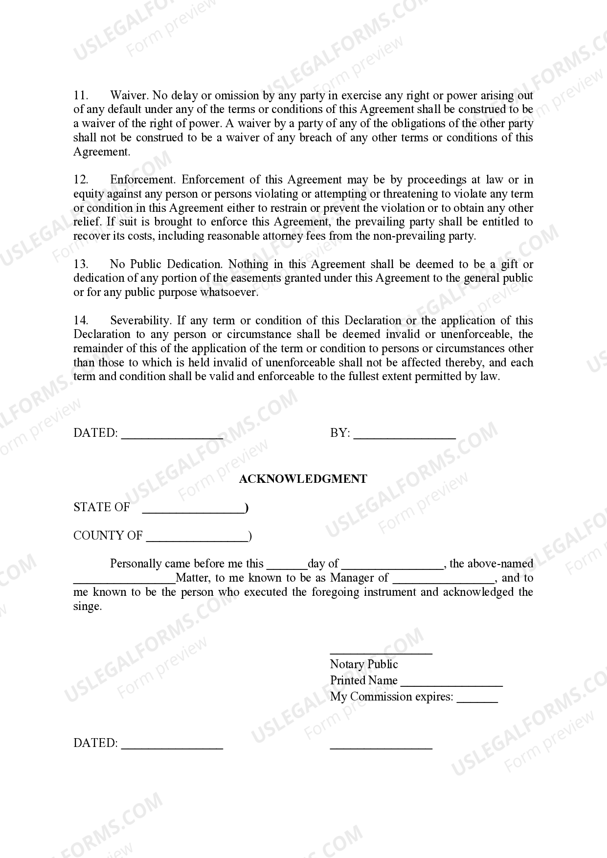 Green Bay Wisconsin Sanitary Utility Easement Agreement US Legal Forms