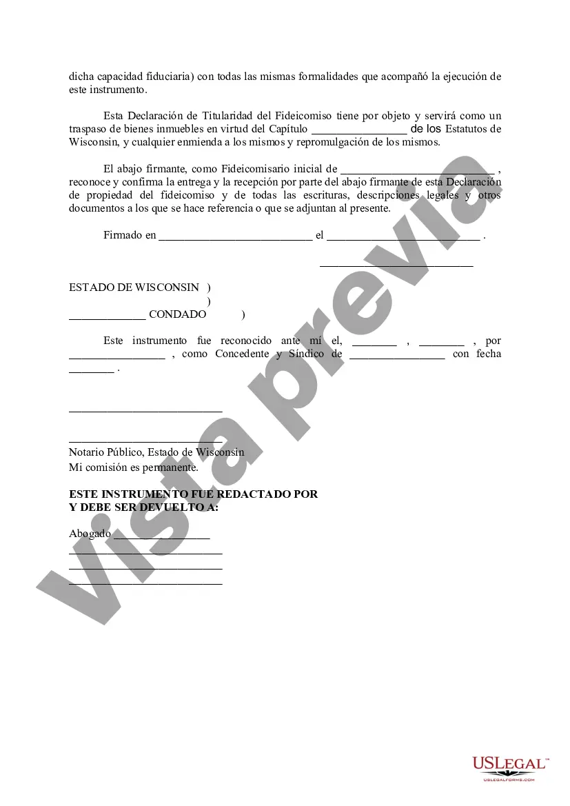 Preview Declaración de propiedad del fideicomiso