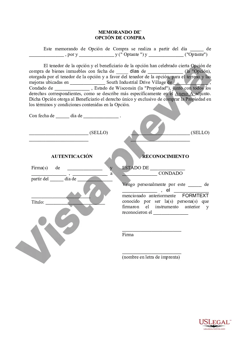 Preview Memorándum de Opción de Compra