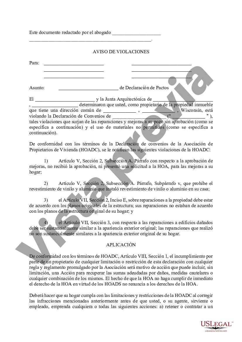 Preview Aviso de violaciones