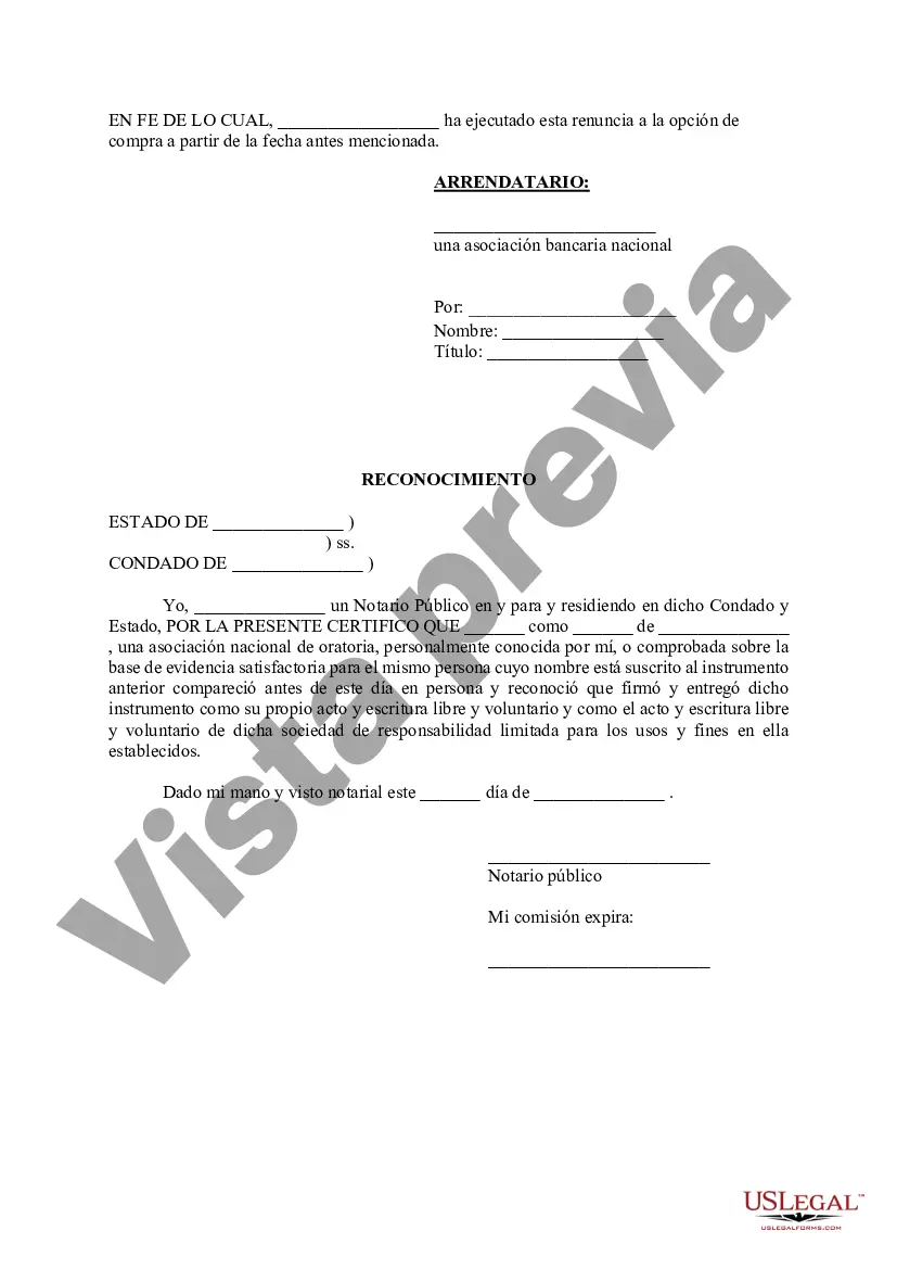Preview Renuncia a la Opción de Compra