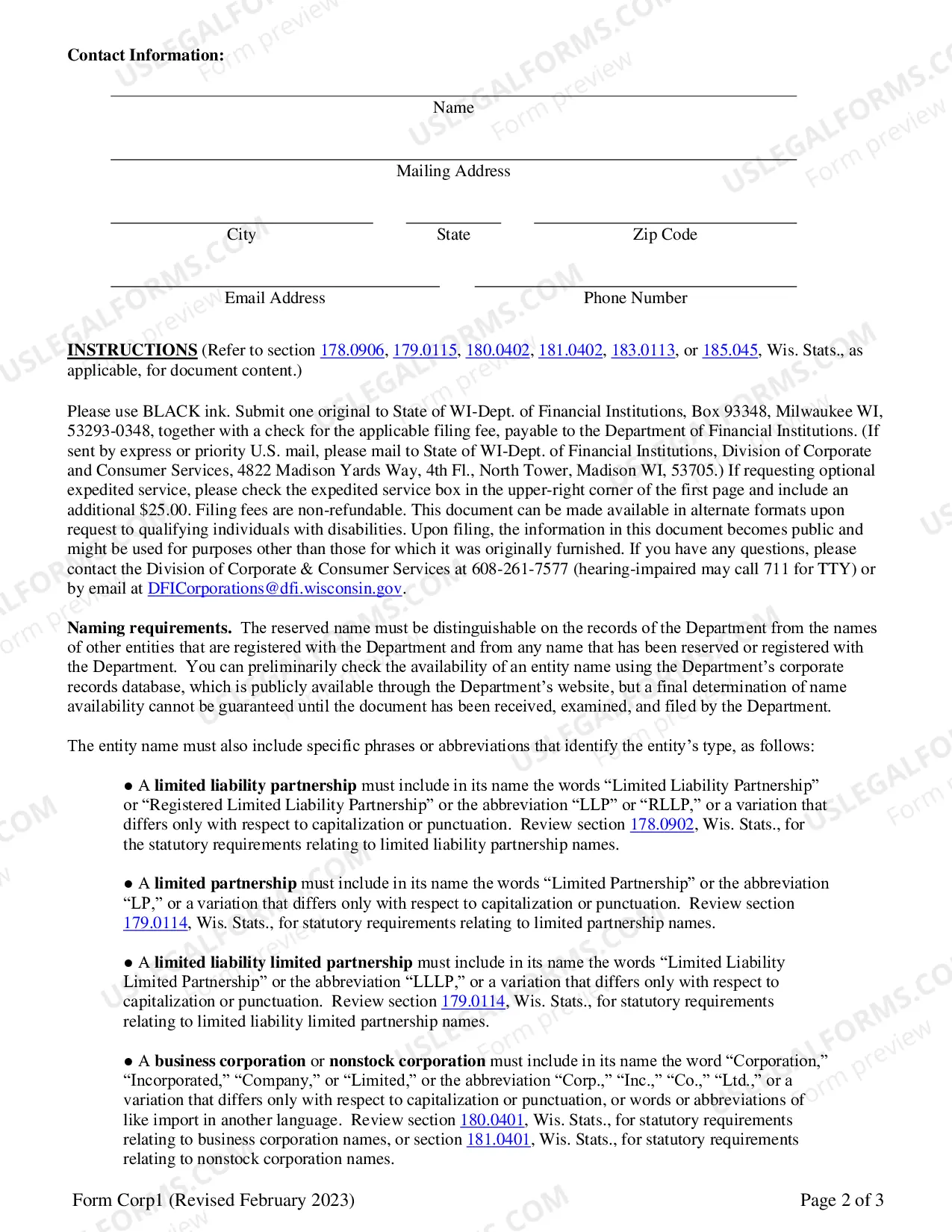 Preview Application of Name Reservation
