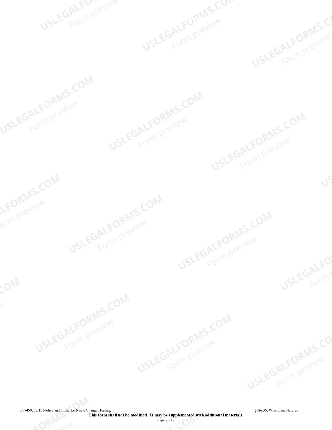 Preview Order for Hearing for Adult, Minor Name Change
