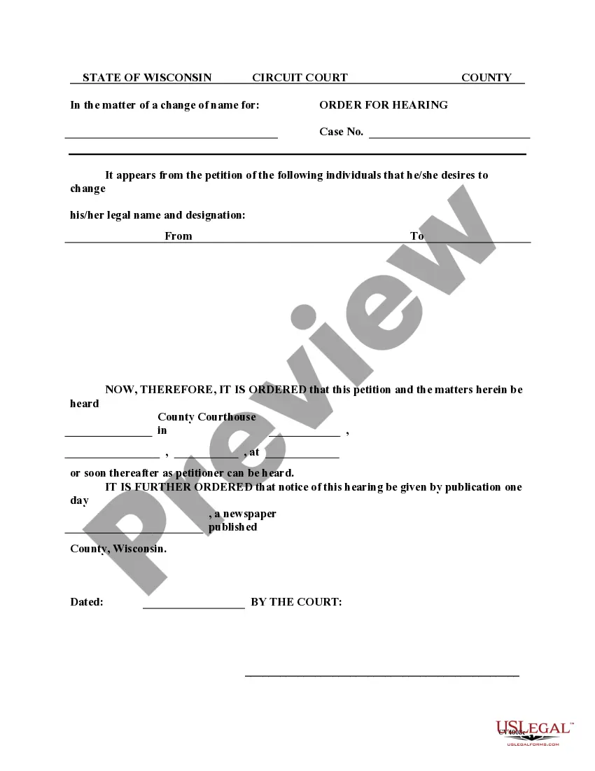 Preview Order for Hearing - Family Name Change