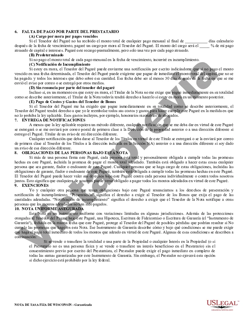 Preview Pagaré garantizado de Wisconsin