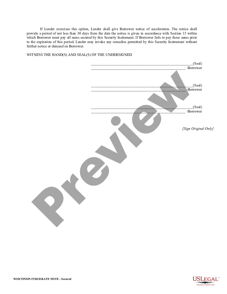 form Wisconsin Secured Promissory Note preview