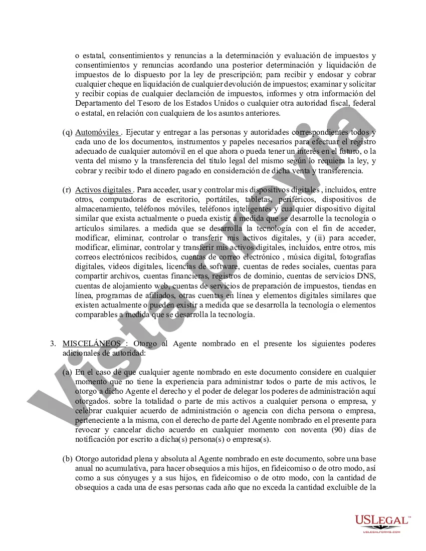 Preview Poder general duradero para la propiedad y las finanzas o efectivo financiero en caso de incapacidad