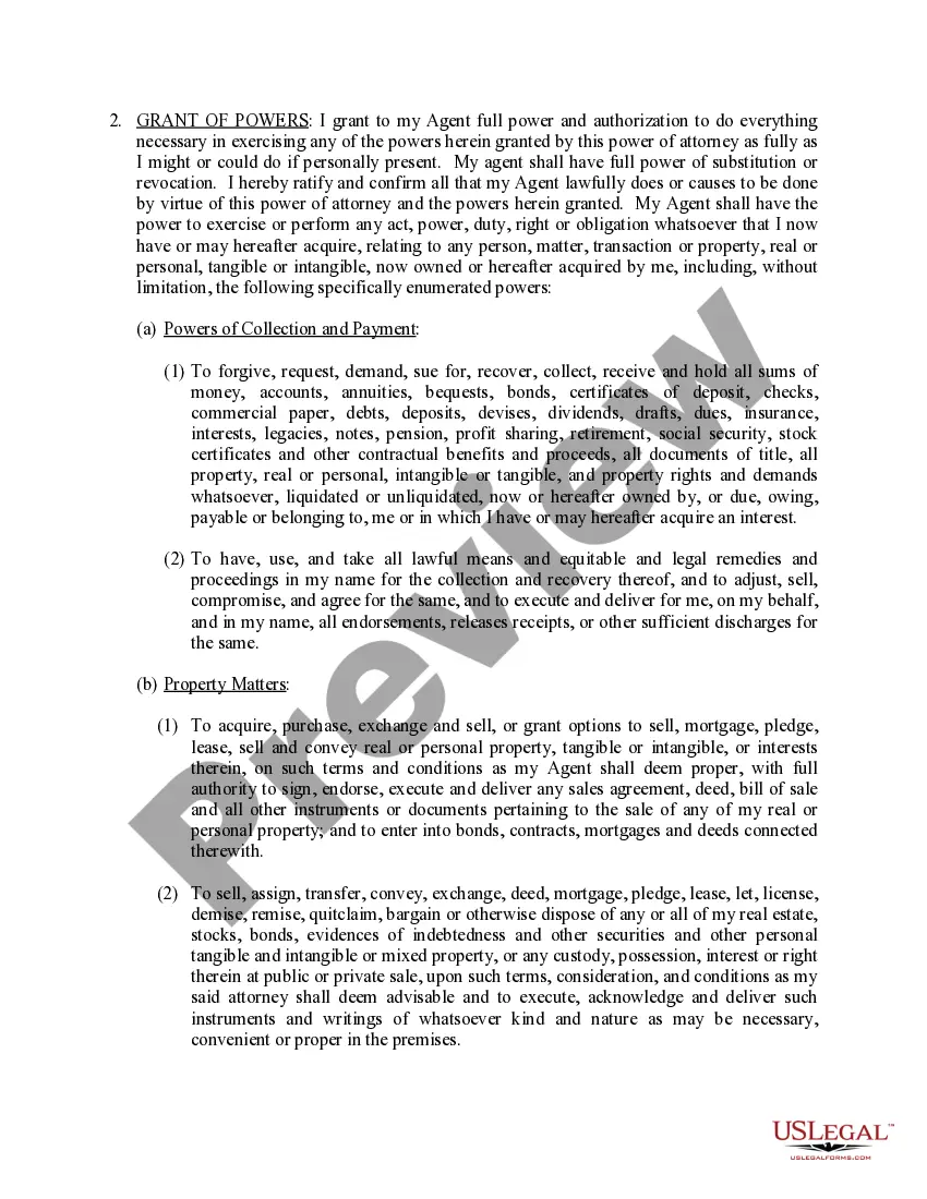 Preview General Durable Power of Attorney for Property and Finances or Financial Effective upon Disability
