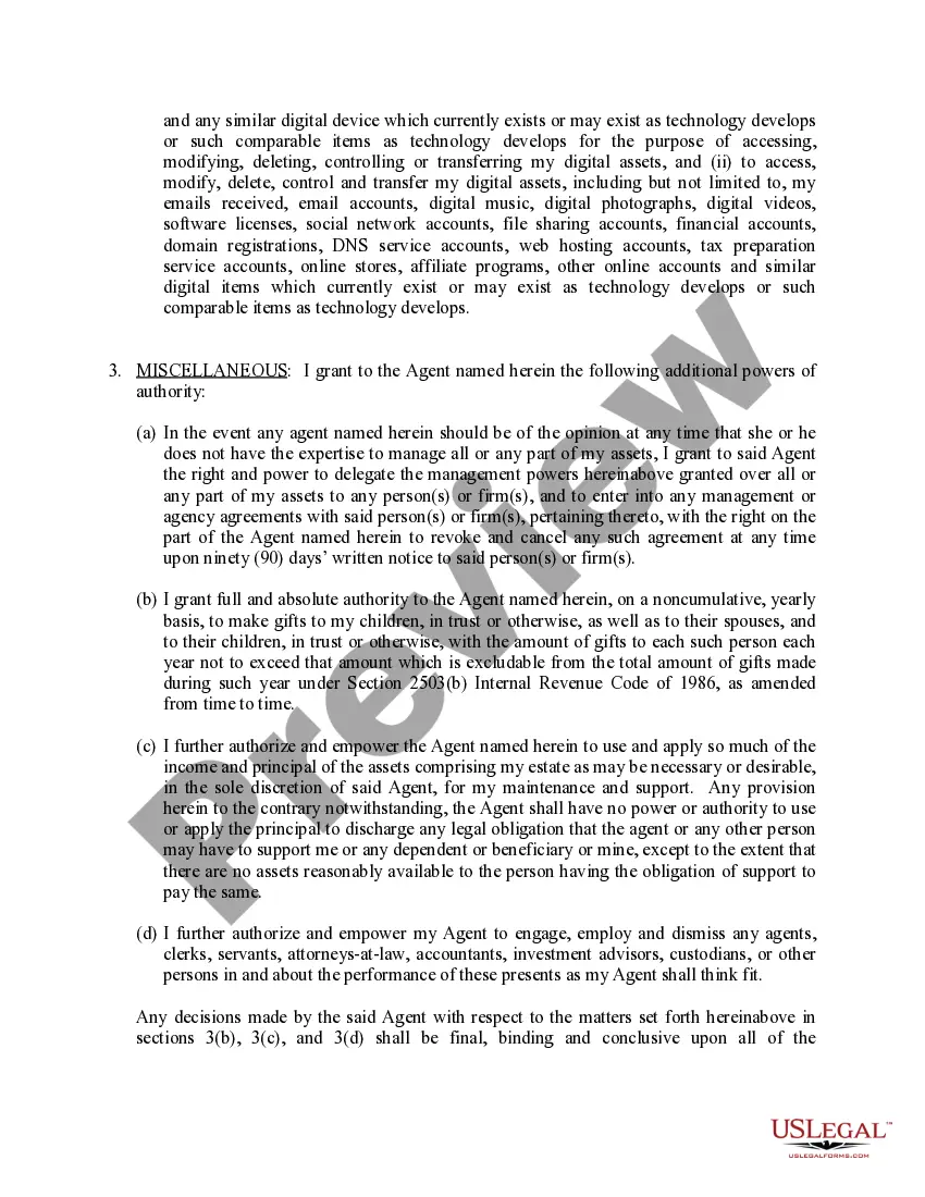 Preview General Durable Power of Attorney for Property and Finances or Financial Effective upon Disability