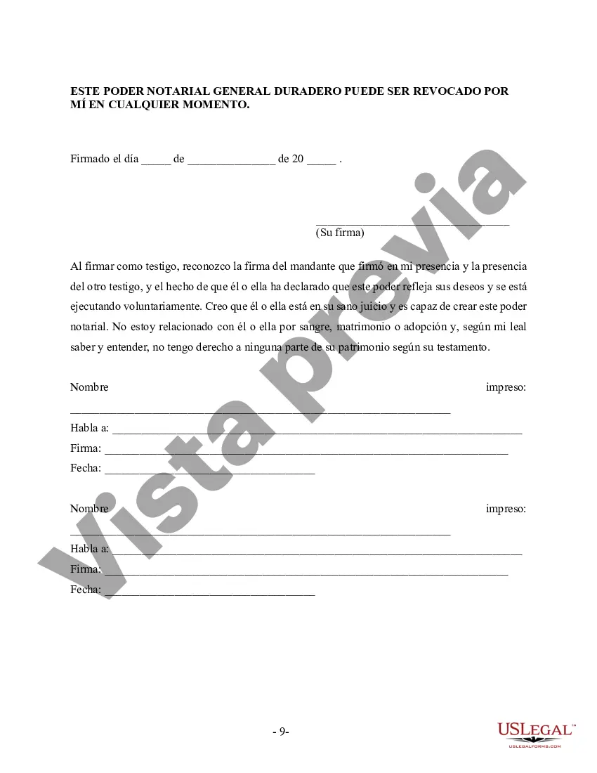 Preview Poder General Duradero para Bienes y Finanzas o Financiero Efectivo Inmediatamente