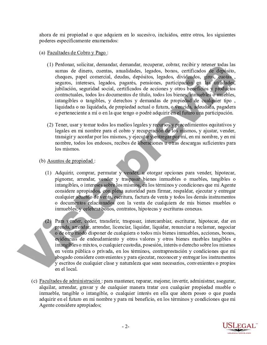 Preview Poder General Duradero para Bienes y Finanzas o Financiero Efectivo Inmediatamente