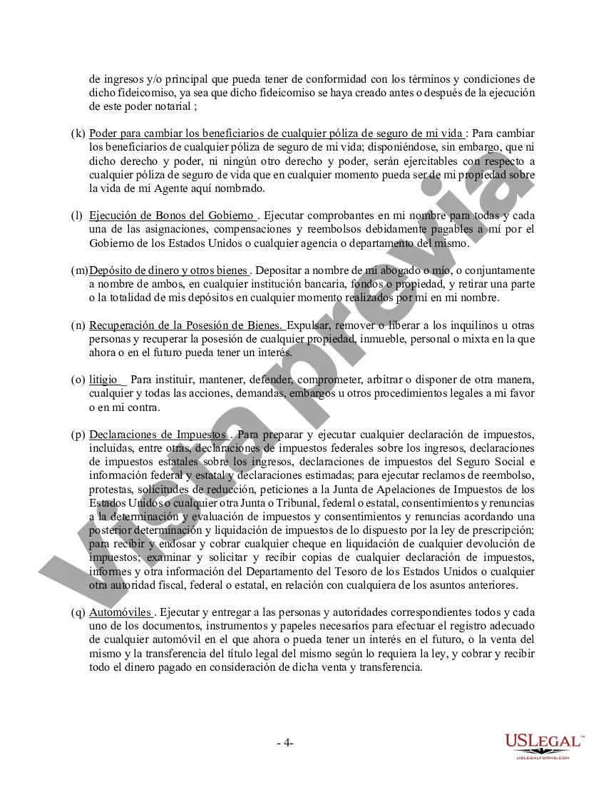Preview Poder General Duradero para Bienes y Finanzas o Financiero Efectivo Inmediatamente