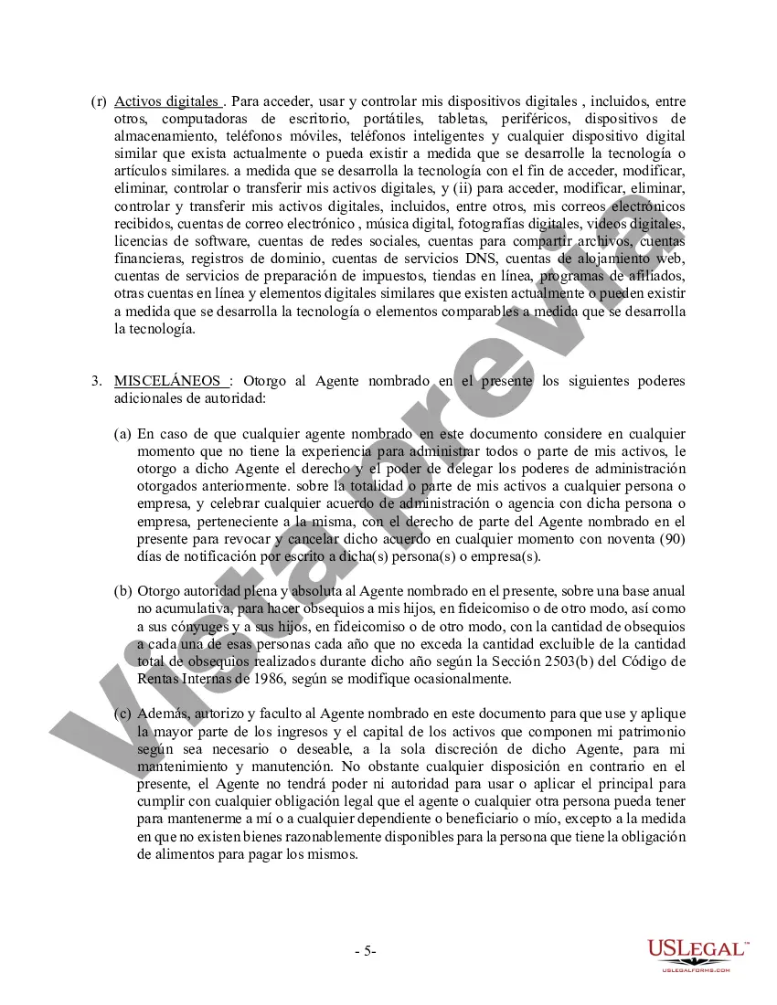 Preview Poder General Duradero para Bienes y Finanzas o Financiero Efectivo Inmediatamente