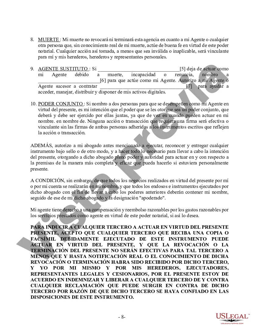Preview Poder General Duradero para Bienes y Finanzas o Financiero Efectivo Inmediatamente