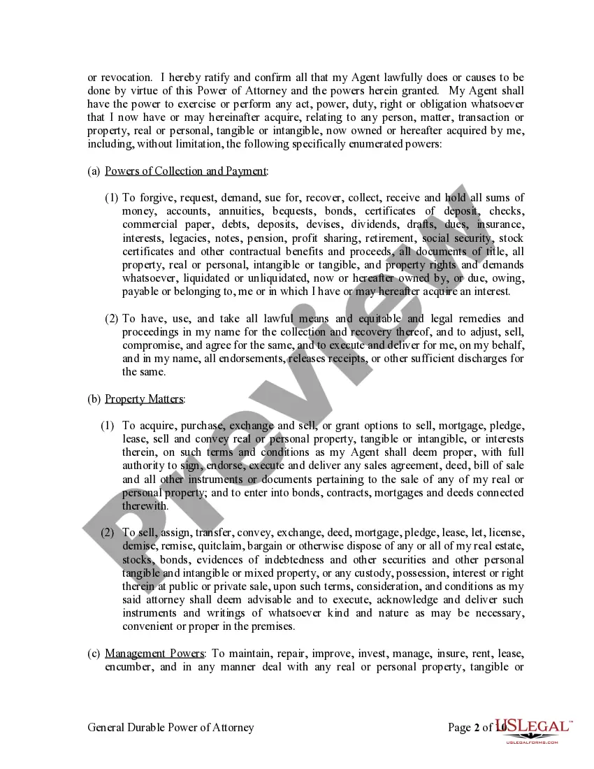 Preview General Durable Power of Attorney for Property and Finances or Financial Effective Immediately