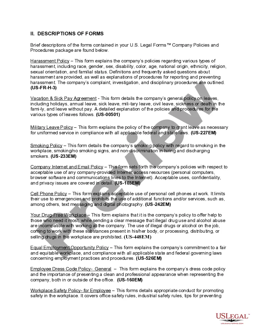 Preview Wisconsin Company Employment Policies and Procedures Package