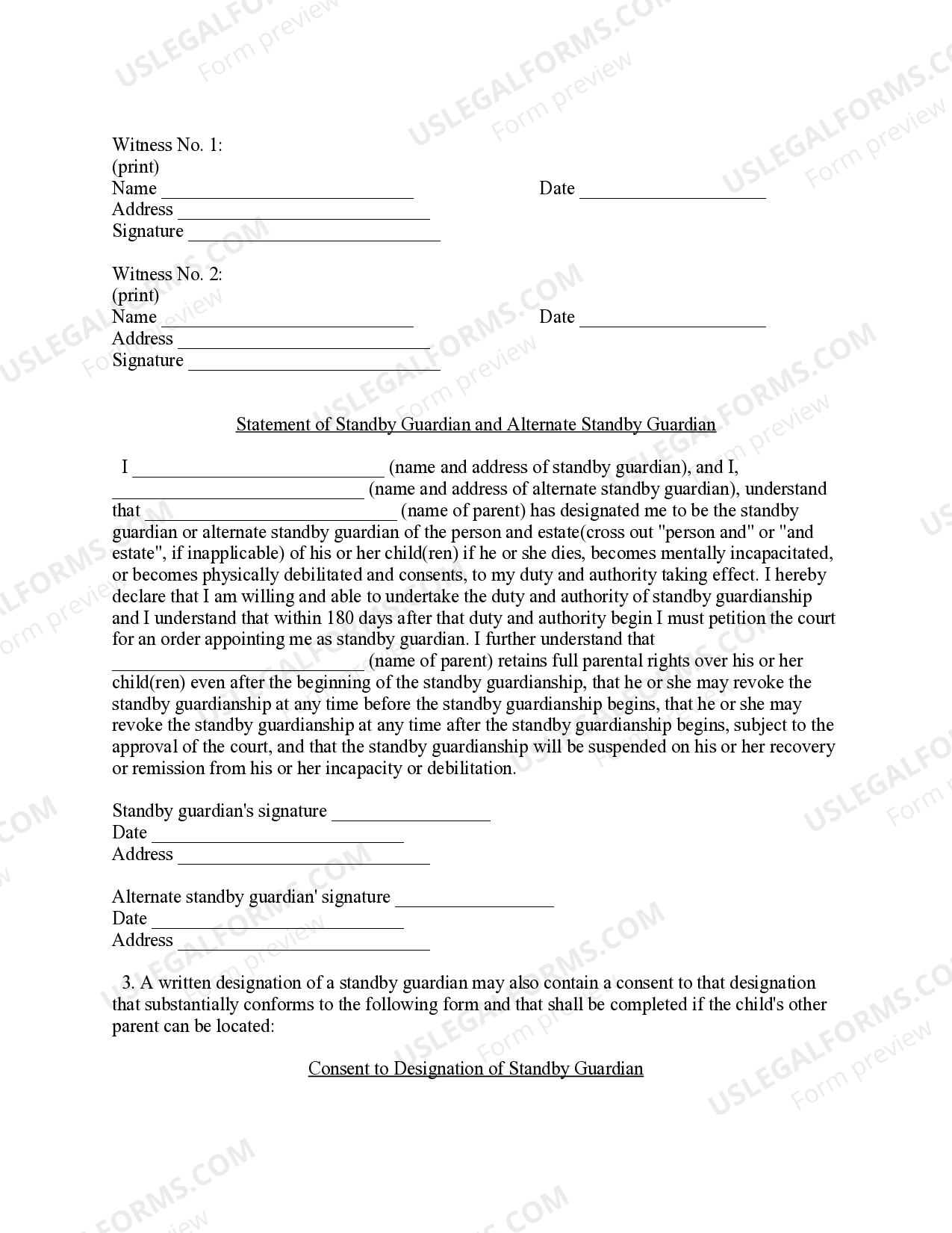 Wisconsin Statutory Designation of Standby Guardian of Minor | US Legal ...