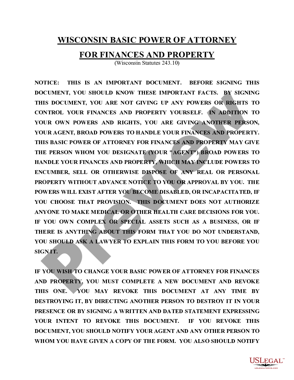 page 0 Statutory General Power of Attorney with Durable Provisions - Basic Power of Attorney for Finances and Property preview