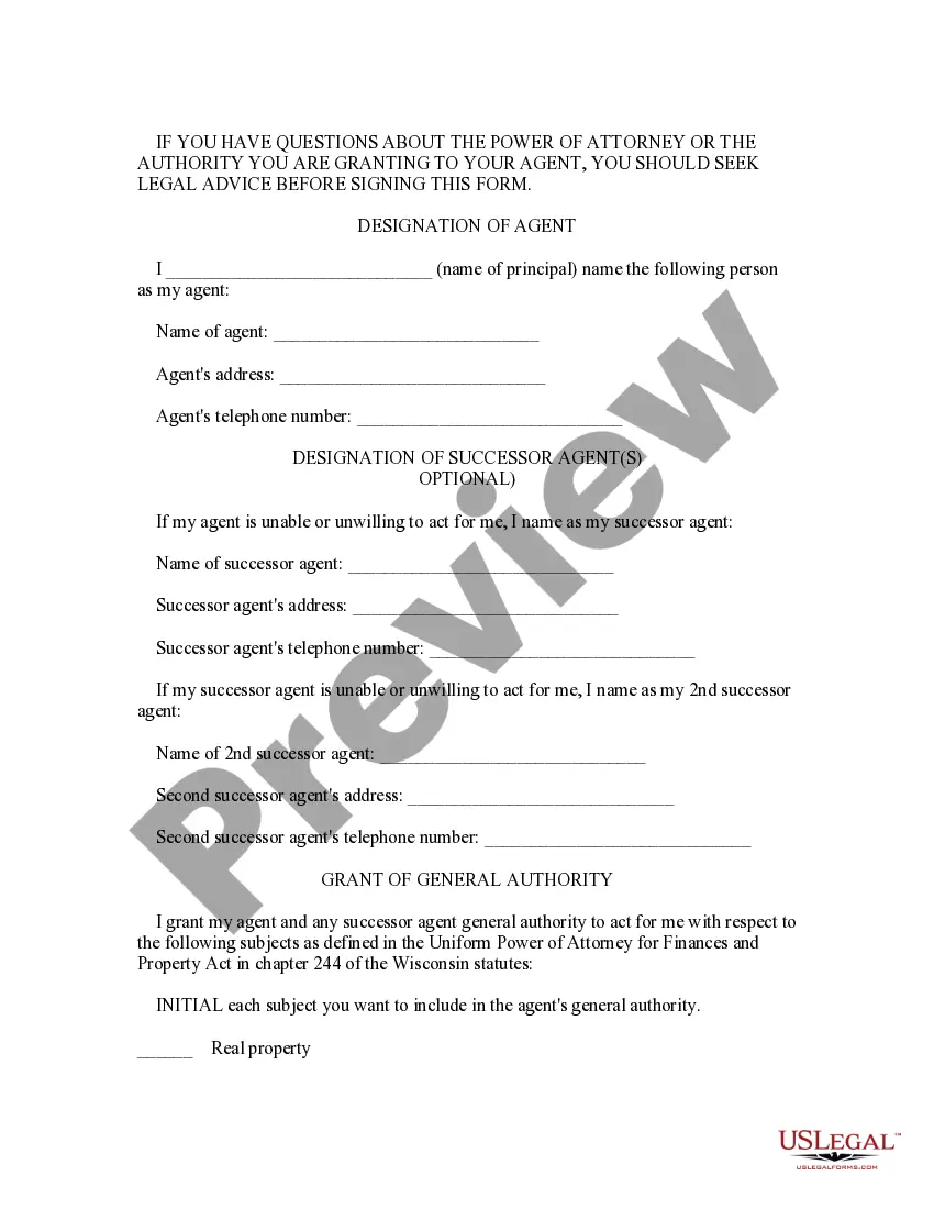 Preview Statutory General Power of Attorney with Durable Provisions - Basic Power of Attorney for Finances and Property