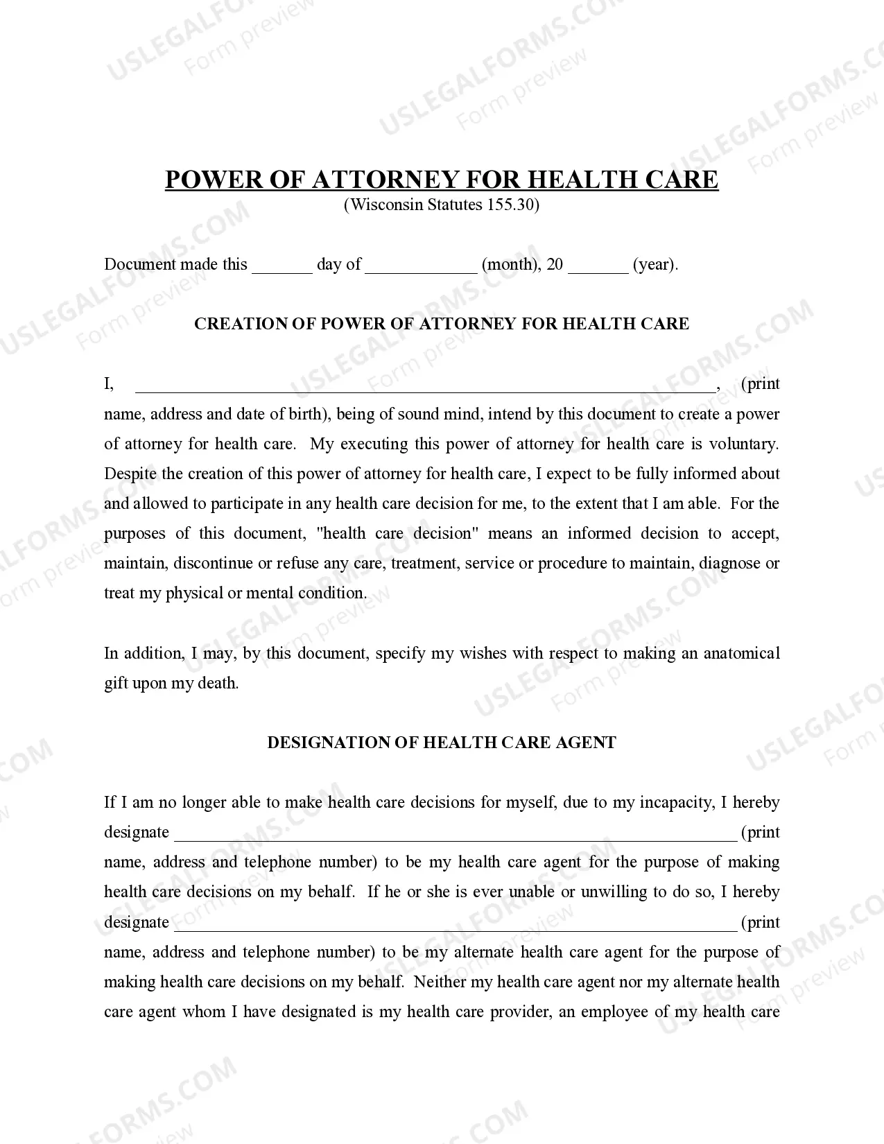 Preview Statutory Power of Attorney for Health Care