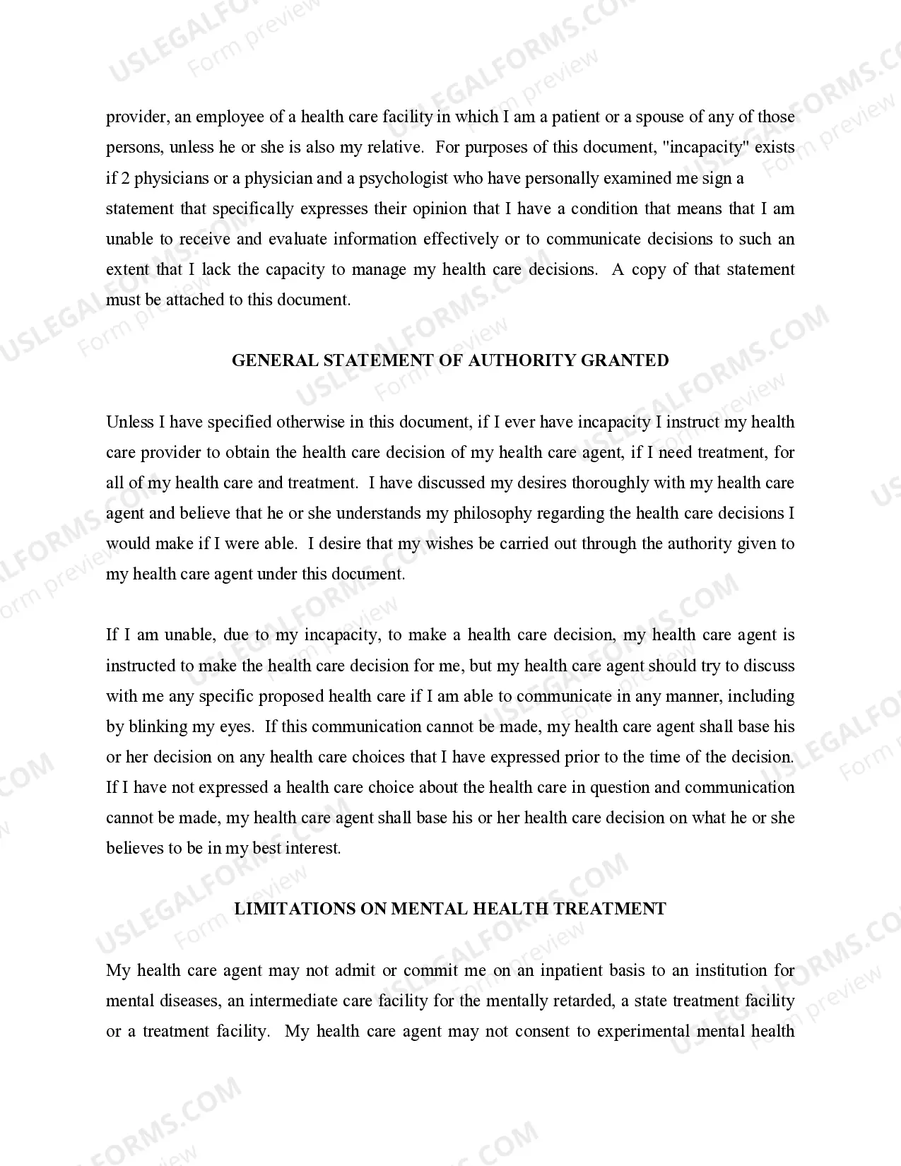 Preview Statutory Power of Attorney for Health Care