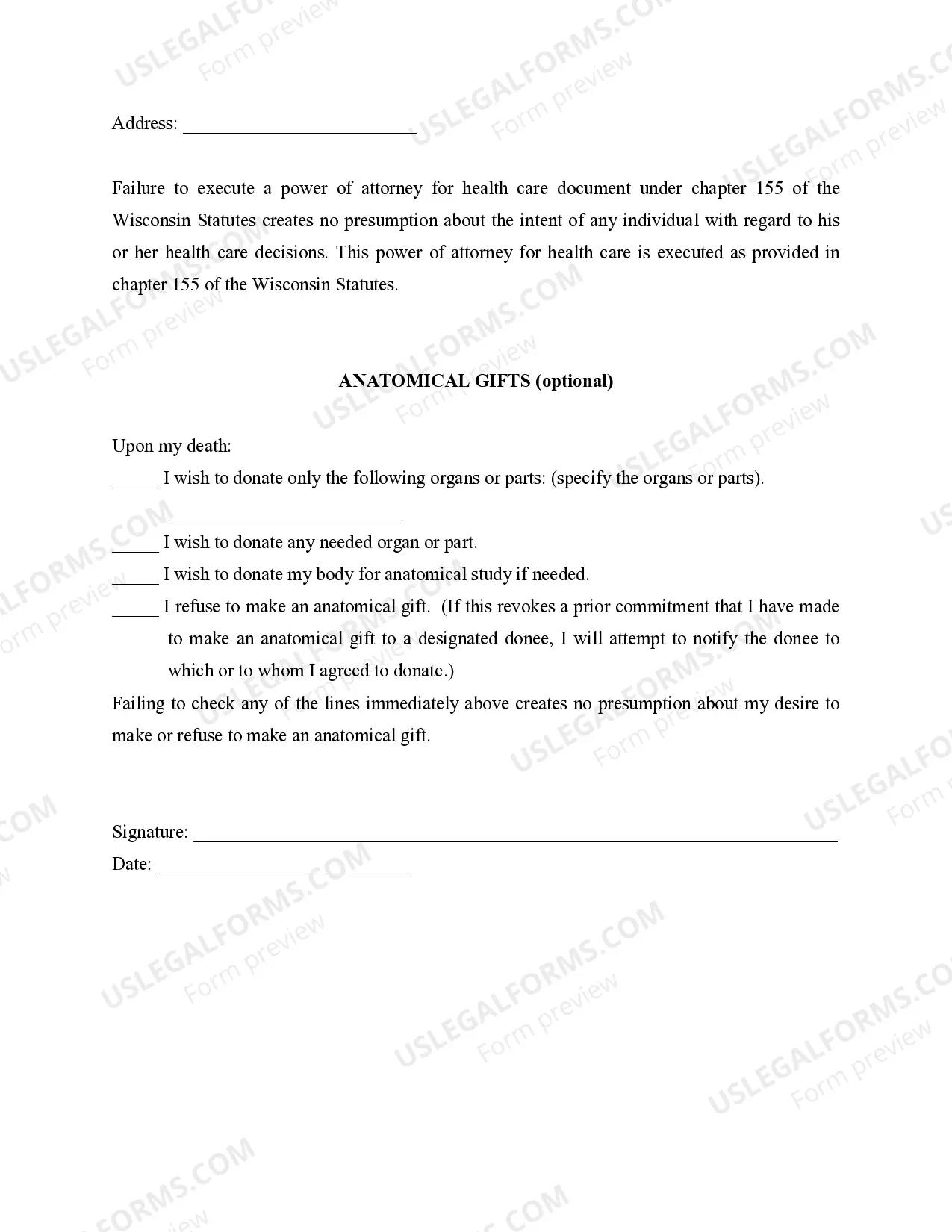 Preview Statutory Power of Attorney for Health Care