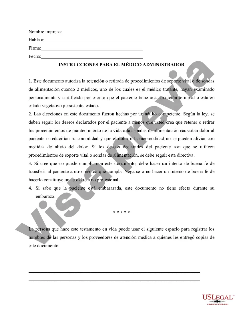 Preview Testamento en Vida Estatutario - Declaración a los Profesionales de la Salud
