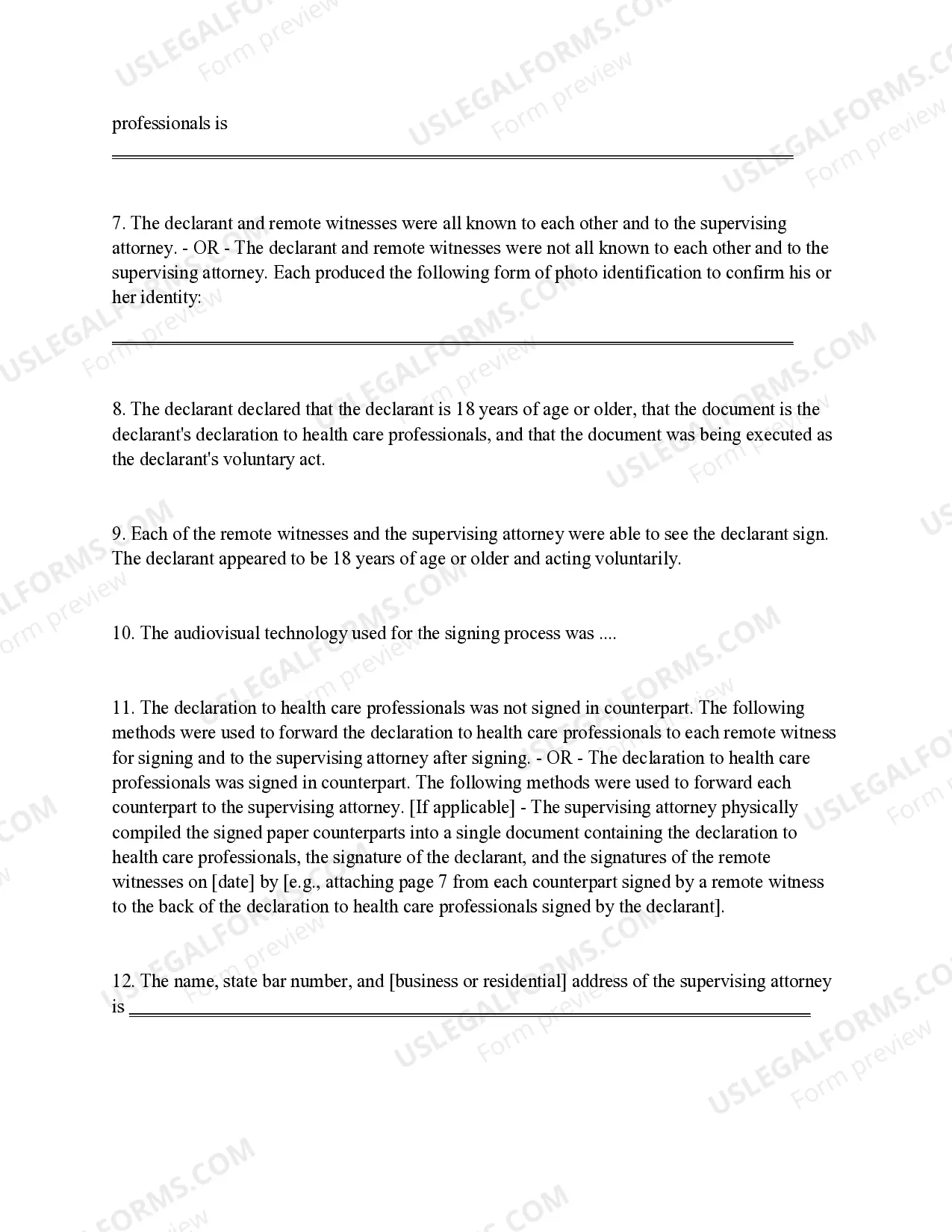 Preview Affidavit of Compliance for Remote Signing