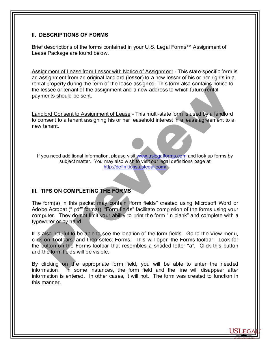 page 2 Assignment of Lease Package preview